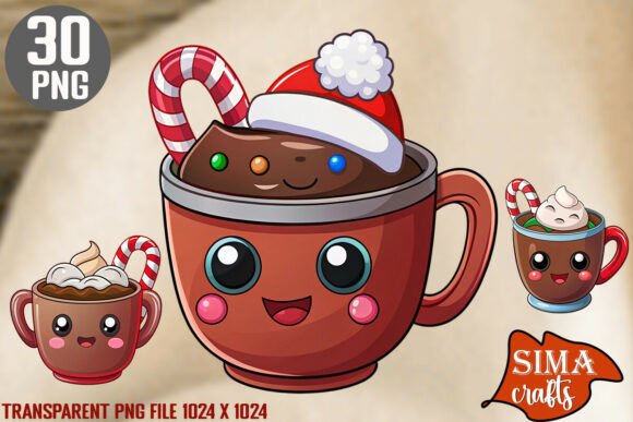 30 High-Quality Christmas Hot Cocoa Cup Graphics