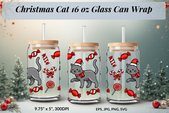 Adorable Christmas Cat Graphics for Festive Branding