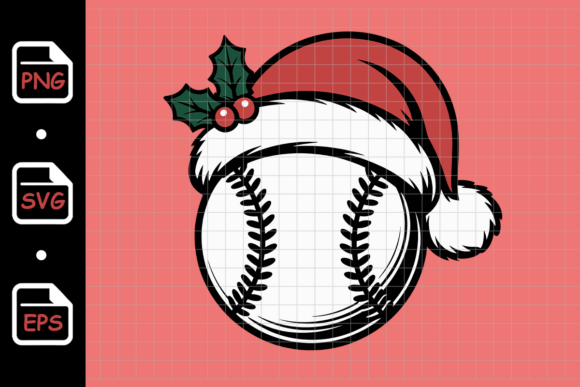 Christmas Baseball with Santa Hat: A Versatile Graphic for Creative Projects