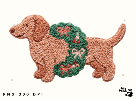 Christmas Dachshund Tree Crochet Png: A Charming Graphics Illustration