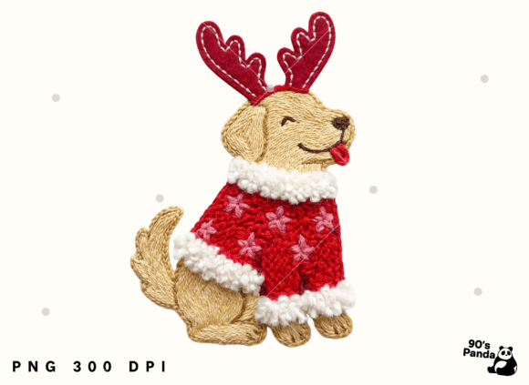 Christmas Dog Reindeer Crochet Png: A Charming Graphics Illustration