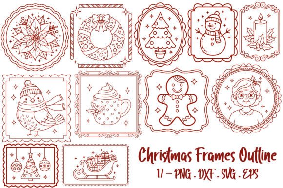 Christmas Frames Outline: A Festive Embroidery Design