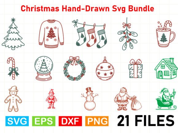 Christmas Hand-Drawn Svg Bundle: Perfect for Creative Graphics