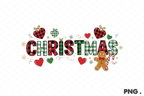 Christmas Love Gingham PNG: A Festive Graphics Asset