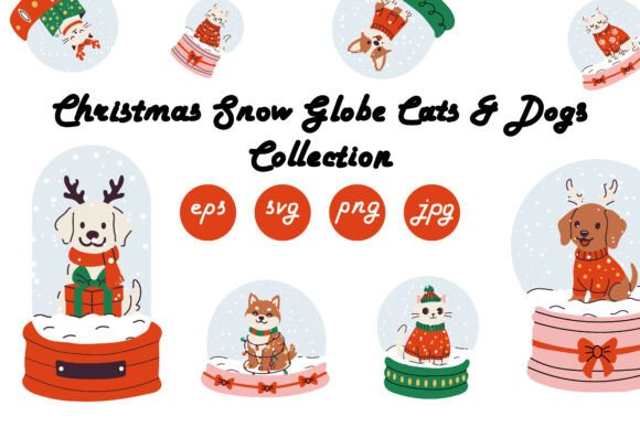 Christmas Snow Globe Pets: Charming Graphics for Holiday Branding