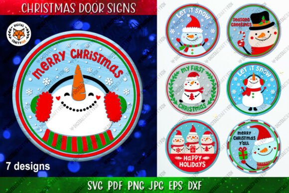Christmas Snowman Round Sign Bundle: Perfect for Festive Graphics