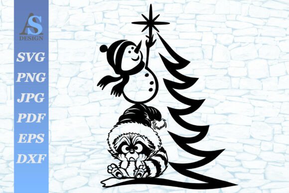 Christmas Tree, Snowmen, Raccoon SVG: Festive Graphics for Handmade Creations