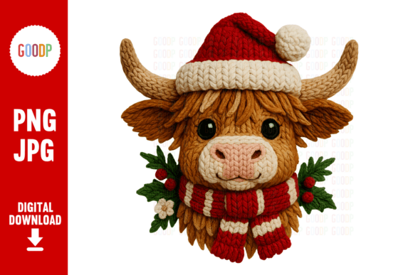 Cozy Highland Cow Christmas Png: A Festive Graphic for Creative Projects