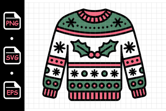 Cute Christmas Sweater with Holly: A Versatile Graphic for Creative Projects
