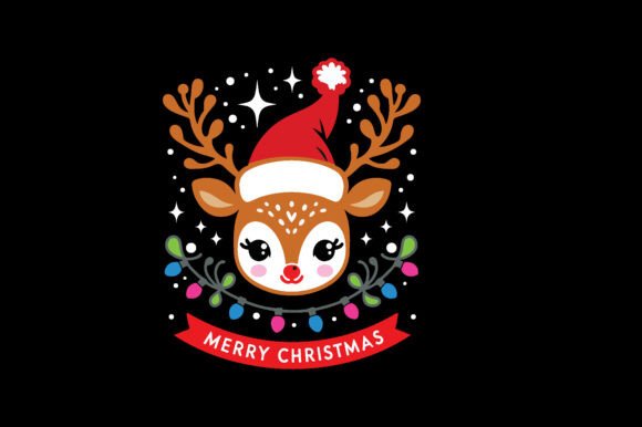 Cute Deer Christmas Lights: A Charming Illustration for Graphics