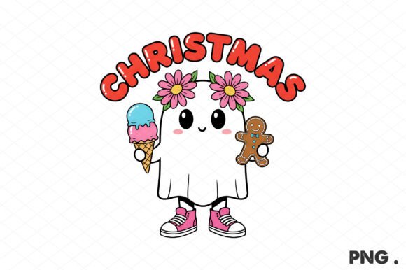 Cute Ghost Christmas Kawaii Ghost PNG: A Charming Graphics Asset