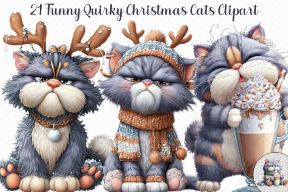 Funny Quirky Christmas Cats Clipart: A Graphics Review