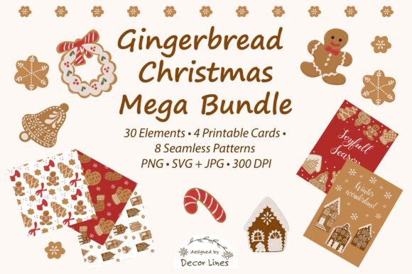 Gingerbread Christmas Mega Bundle: Festive Graphics & Illustrations