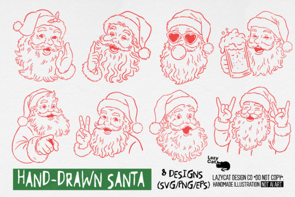 Hand-Drawn Santa Christmas SVG Bundle: Graphics for Crafters