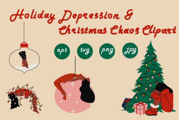 Holiday Stress Christmas Chaos Clipart: Unique Graphics