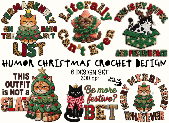 Humor Christmas Crochet Design Bundle: Perfect for Festive Graphics and Illustrations
