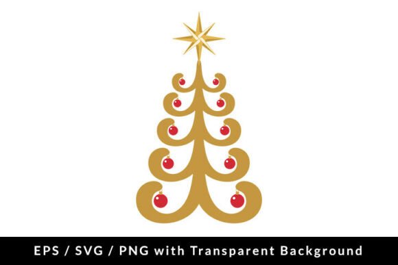 Modern Golden Christmas Tree: A Versatile Graphics and Illustrations Asset