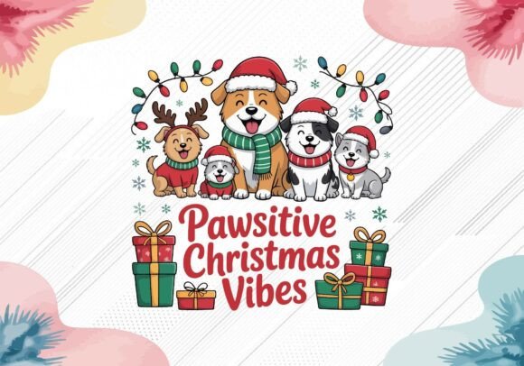 Pawsitive Christmas Vibes SVG PNG: Adorable Graphics for Crafters