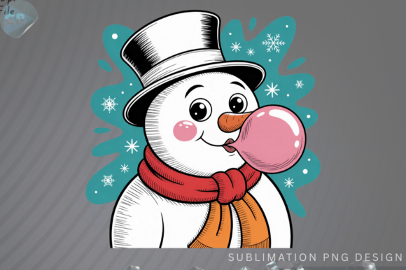 Preppy Christmas Glitter Snowman PNG Design