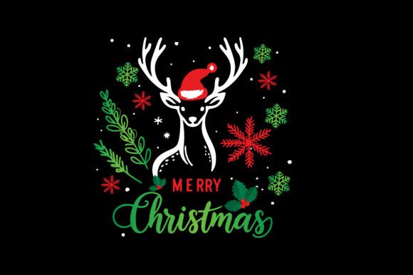 Santa Hat Reindeer Christmas Line Art: A Versatile Graphics Illustration