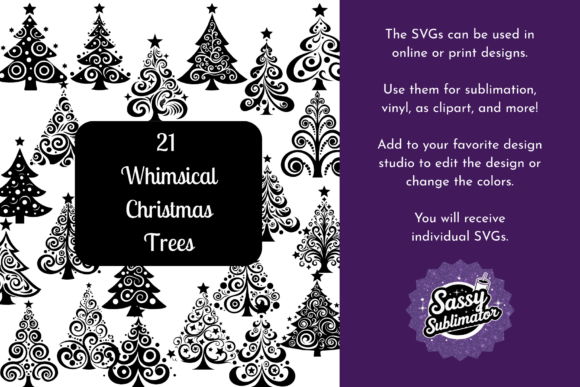 Whimsical Christmas Tree 21 SVGs: Perfect for Festive Graphics & Illustrations